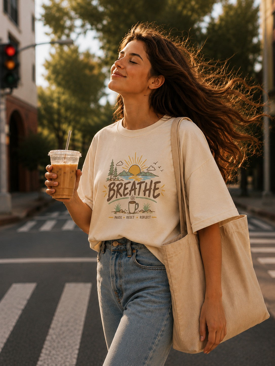 Breathe Vintage T-Shirt | Slow Living Coffee Tee | Nature Inspired Tee