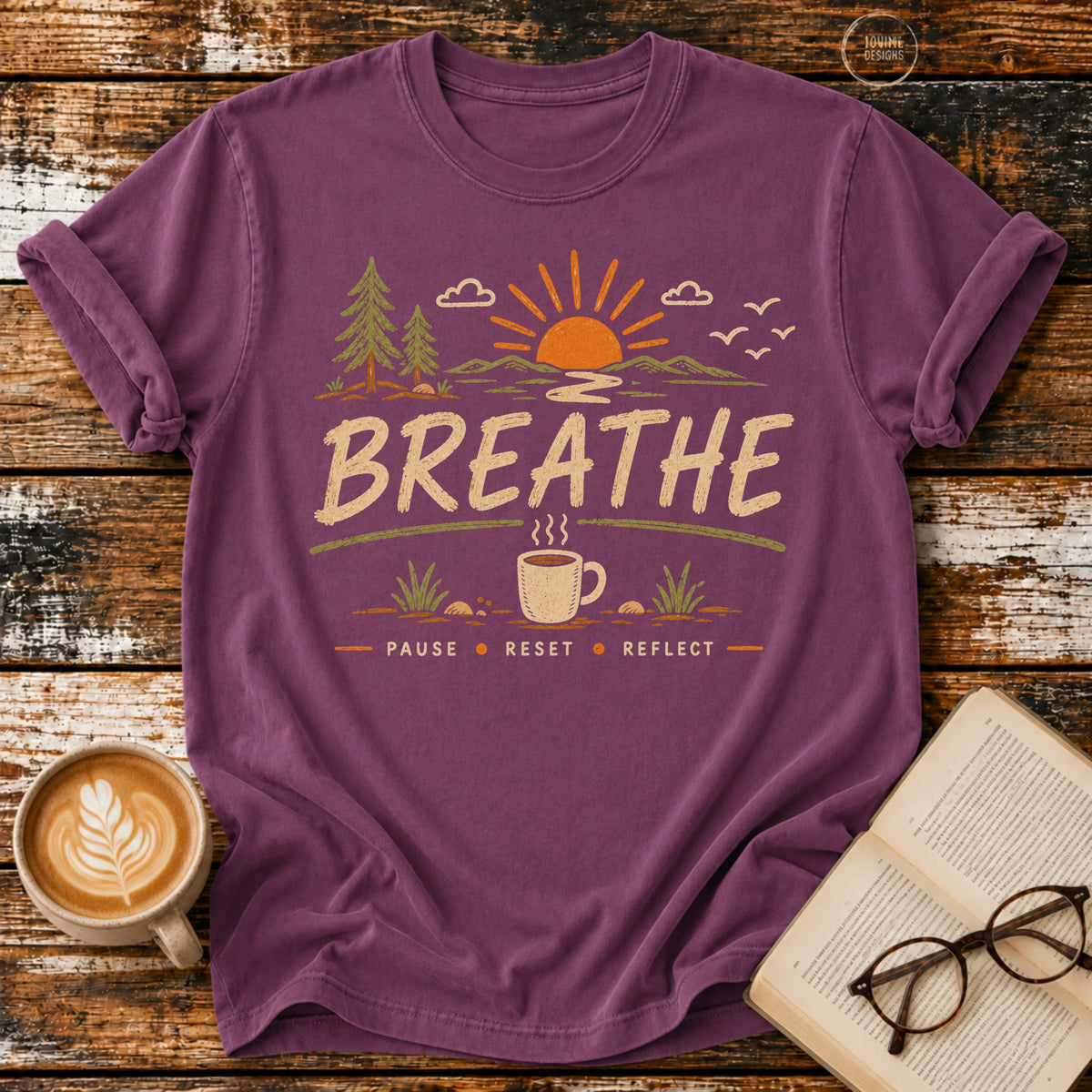 Breathe Vintage T-Shirt | Slow Living Coffee Tee | Nature Inspired Tee