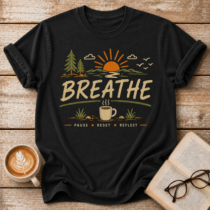 Breathe Vintage T-Shirt | Slow Living Coffee Tee | Nature Inspired Tee