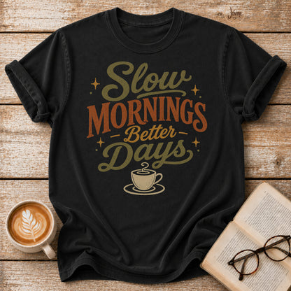 Slow Mornings Better Days Shirt – Cozy Coffee Tee