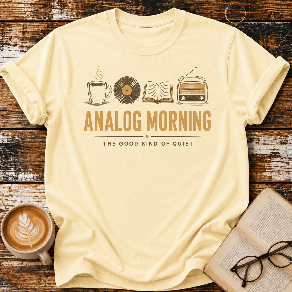 Analog Morning Vintage T-Shirt | Book Lover Retro Tee | Slow Living Graphic Shirt