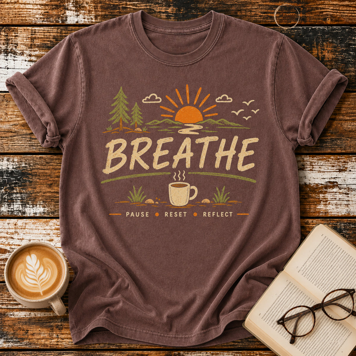 Breathe Vintage T-Shirt | Slow Living Coffee Tee | Nature Inspired Tee