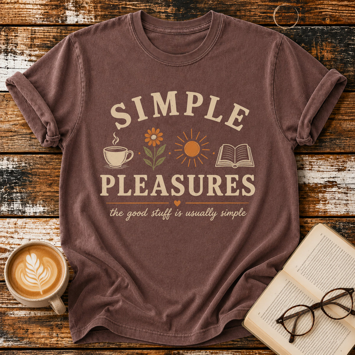 Simple Pleasures Vintage T-Shirt | Book Lover Coffee Tee | Cozy Slow Living Shirt