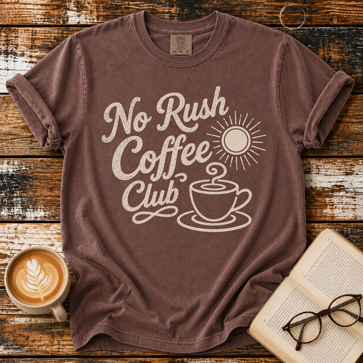 No Rush Coffee Club Vintage T-Shirt | Coffee Lover Tee | Slow Living Shirt