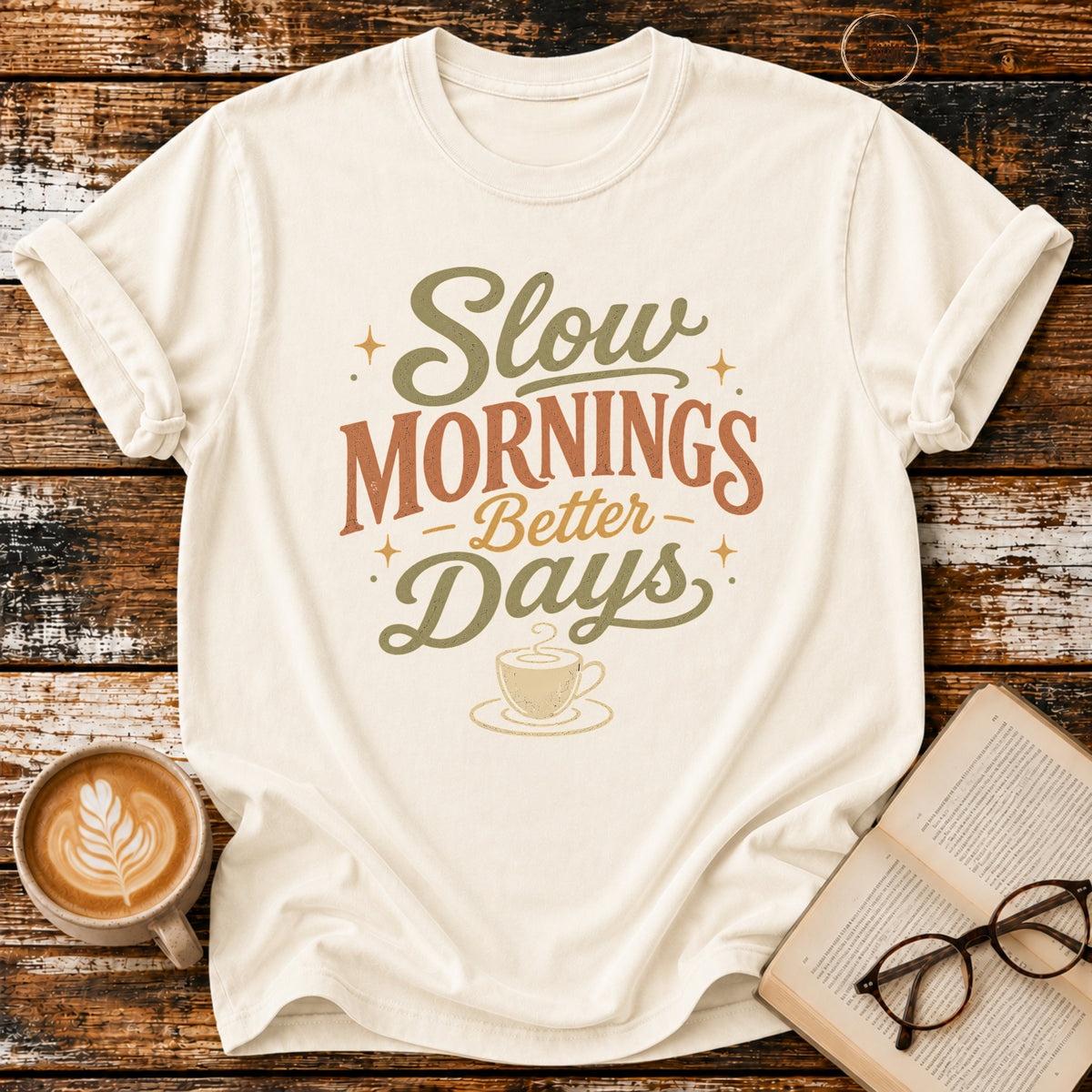 Slow Mornings Better Days Shirt – Cozy Coffee Tee