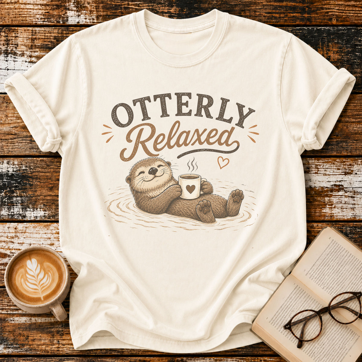 Otterly Relaxed Vintage T-Shirt | Funny Coffee Lover Tee | Slow Living Shirtt