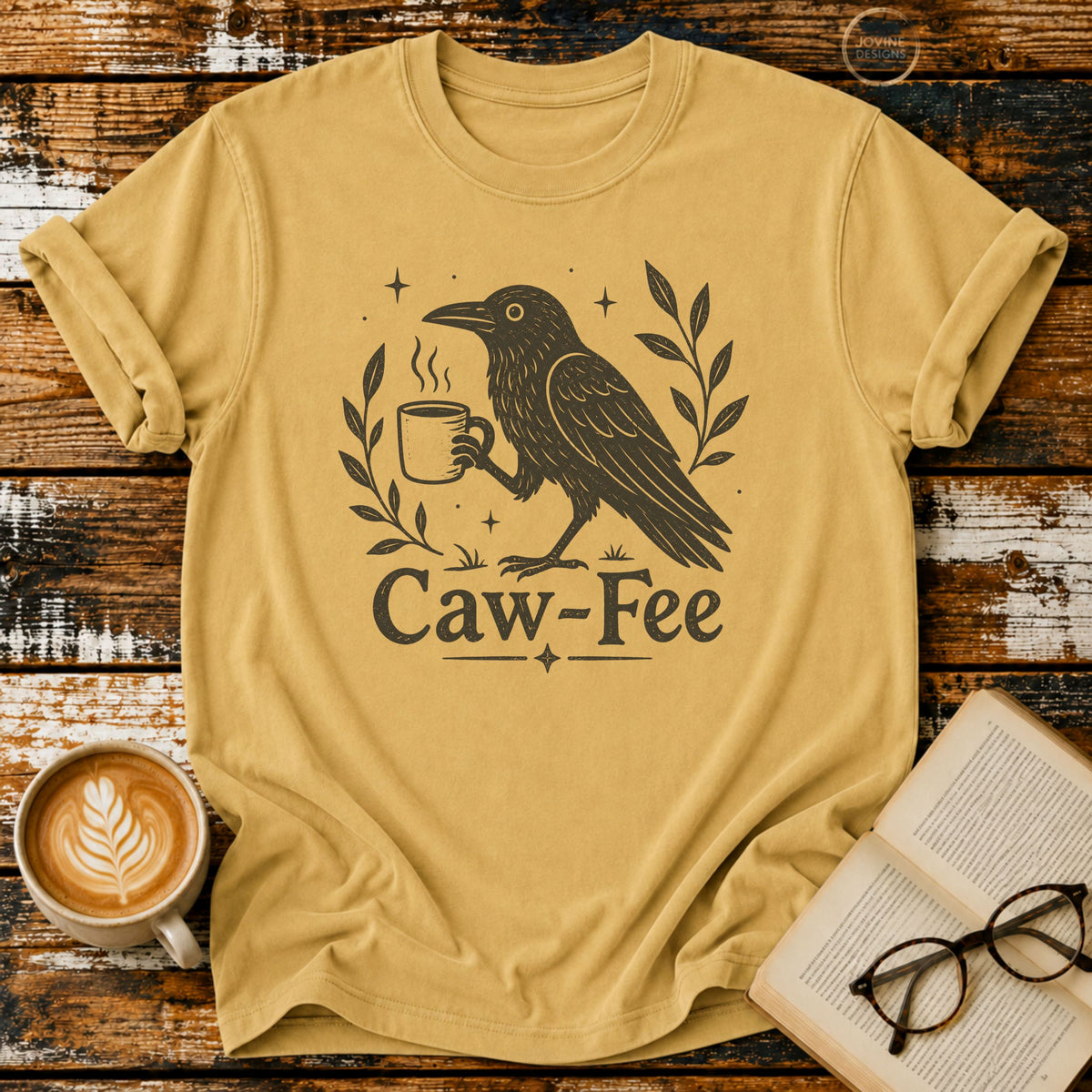 Caw-Fee Vintage T-Shirt | Funny Coffee Lover Tee | Crow Graphic Shirt  Caw-Fee Tee