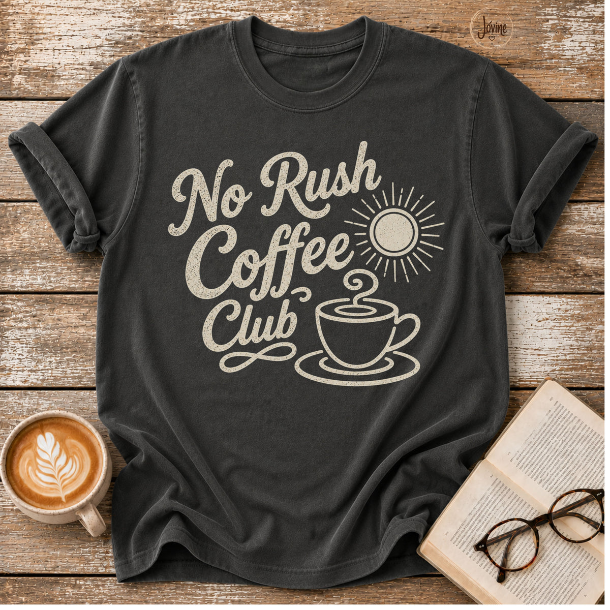 No Rush Coffee Club Vintage T-Shirt | Coffee Lover Tee | Slow Living Shirt