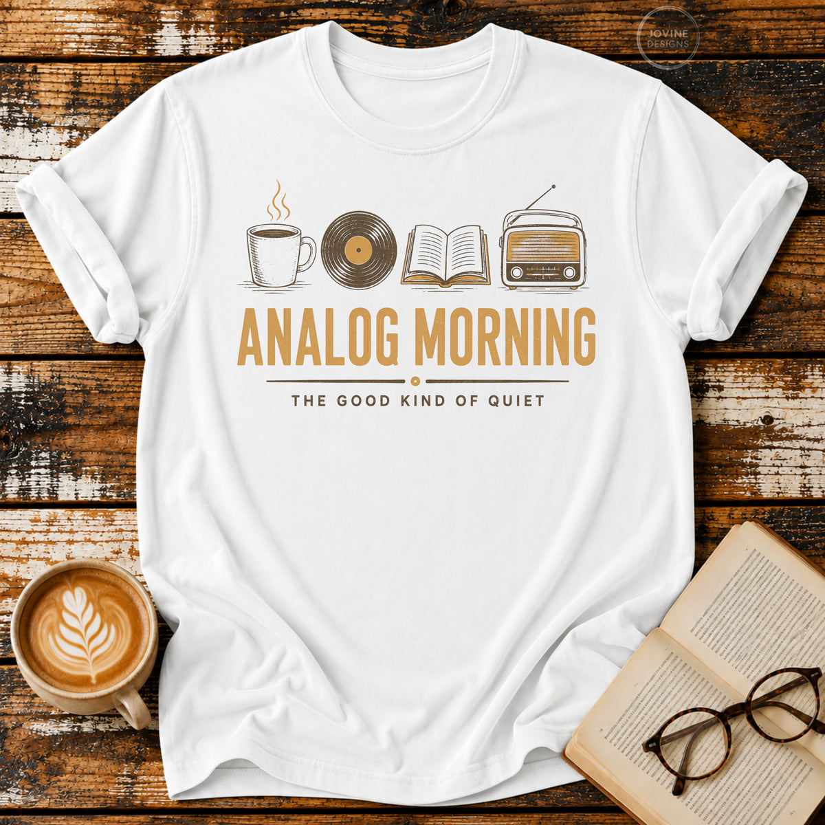 Analog Morning Vintage T-Shirt | Book Lover Retro Tee | Slow Living Graphic Shirt