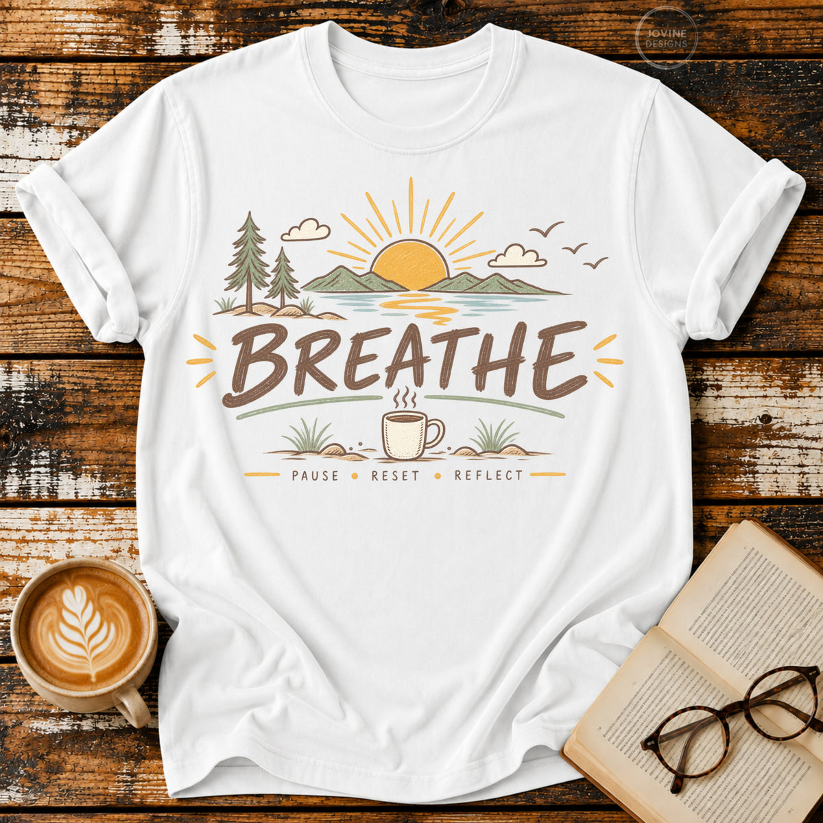 Breathe Vintage T-Shirt | Slow Living Coffee Tee | Nature Inspired Tee