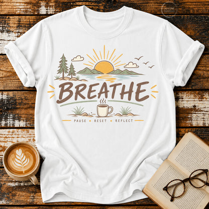 Breathe Vintage T-Shirt | Slow Living Coffee Tee | Nature Inspired Tee