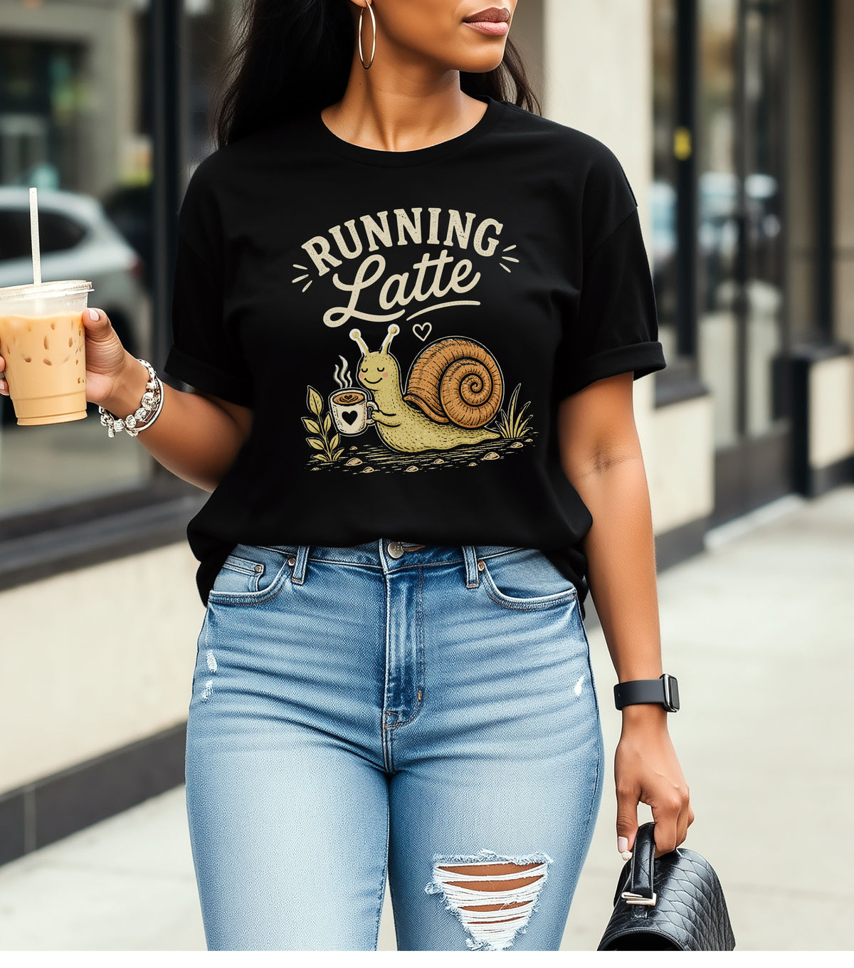 Running Latte Vintage T-Shirt | Funny Coffee Lover Tee | Slow Living Shirt