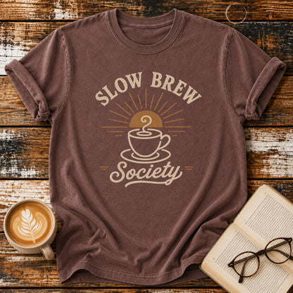 Slow Brew Society Vintage T-Shirt | Coffee Lover Tee | Slow Living Shirt