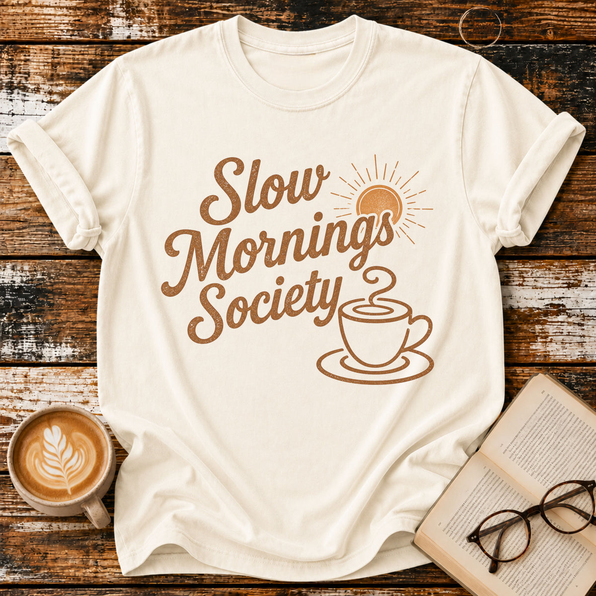 Slow Mornings  Society Vintage T-Shirt | Coffee Lover Tee | Retro Coffee Shirt