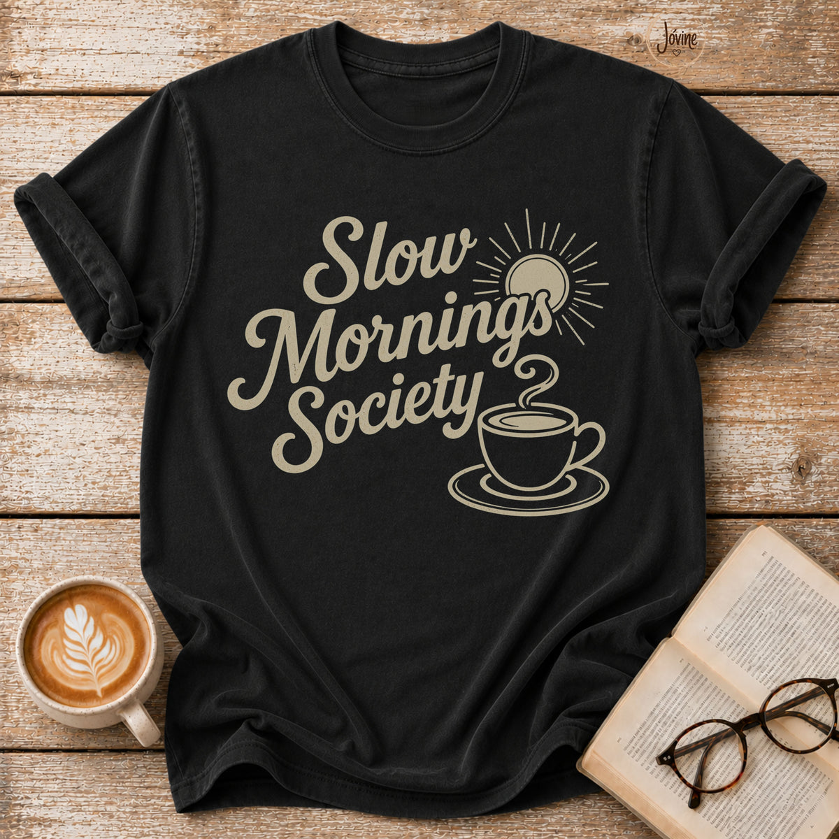 Slow Mornings  Society Vintage T-Shirt | Coffee Lover Tee | Retro Coffee Shirt